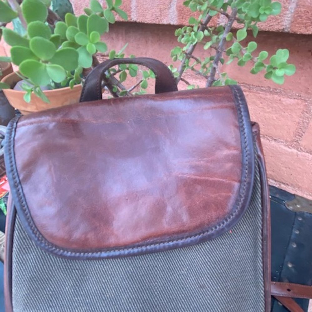 Brahmin Leather Canvas Backpack